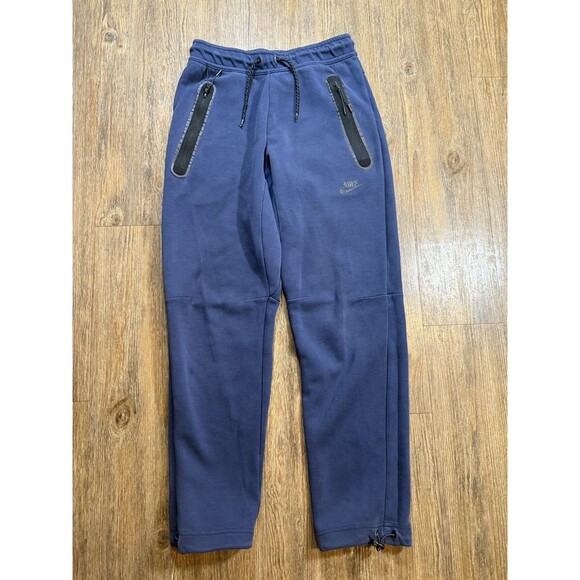 Nike Tech Fleece Joggers XS Blue Tapered Sweatpants Zip Pockets Drawstring - Picture 1 of 8